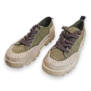 Zara Olive Green Trainers Sneakers w/ Rubber Toe Cup Womens 37 EU / 6.5 US